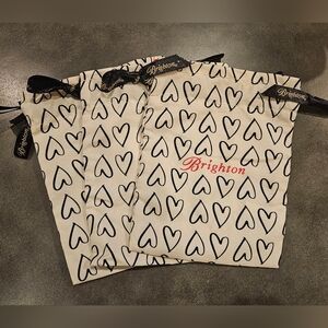3 Brighton Jewelry Cloth Bags - Black/White/Red - Hearts 6"x4.5"